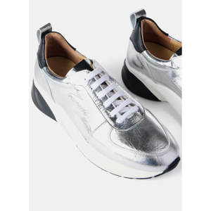 Mint Velvet Silver High Shine Leather Trainers